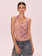Split Check Halter Top