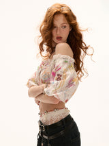 Pink Floral Graphic Crop Top