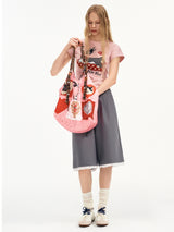 Pink Patchwork Big Shoulder Bag