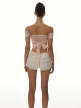 Pink Off-Shoulder Crop Top