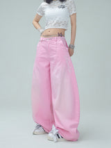 Gradient Pink Wide-Leg Pants with Back Bow Detail