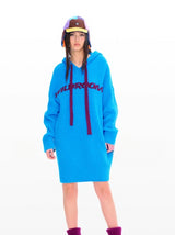 Oversized Hoodie Sweater Dress  Vivid Blue / Lime Green