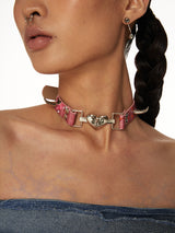 Spiked Heart Choker in Pink