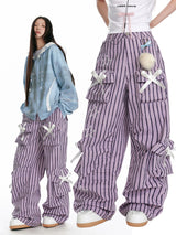 Ribbon Stripe Cargo Pants