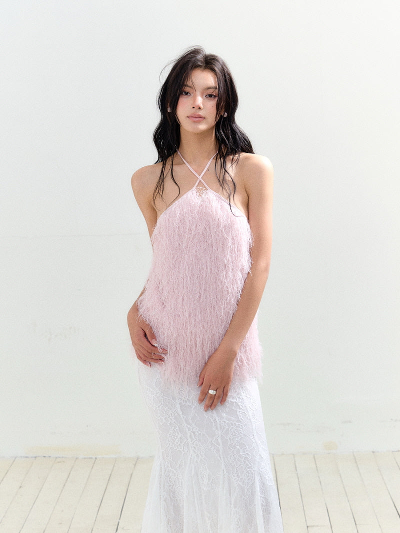 Feather Ombre Halter Top
