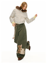 Khaki Rabbit & Deer Patch Pants