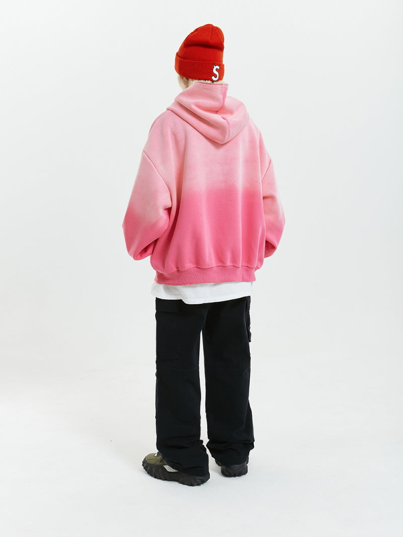 Vivid Pink Gradient Loose Hoodie