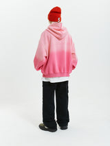 Vivid Pink Gradient Loose Hoodie