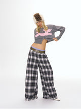 Gray Puppy Graphic Crop Cardigan
