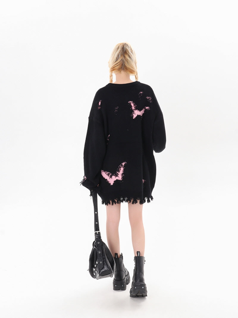 Pink Butterfly Loose Knit Sweater