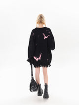 Pink Butterfly Loose Knit Sweater
