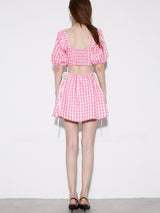Gingham Backless Dress