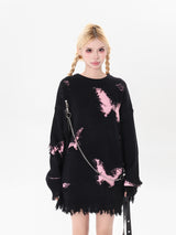 Pink Butterfly Loose Knit Sweater