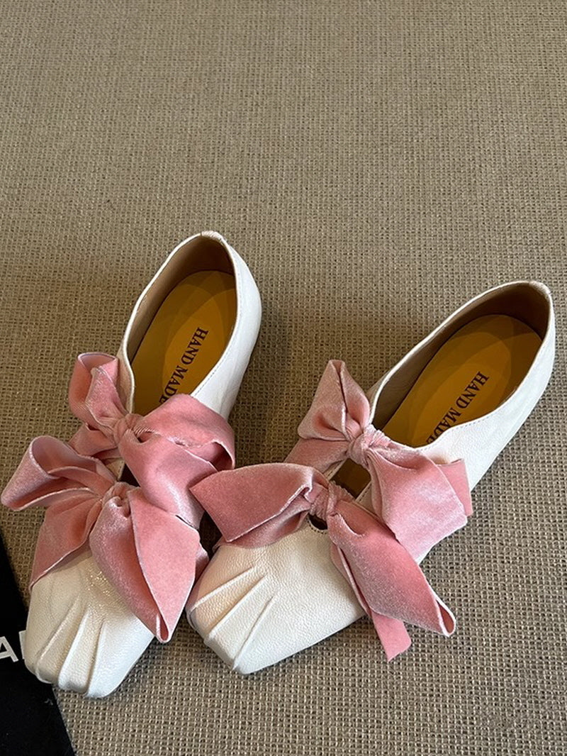 Big Bow Velvet Flats