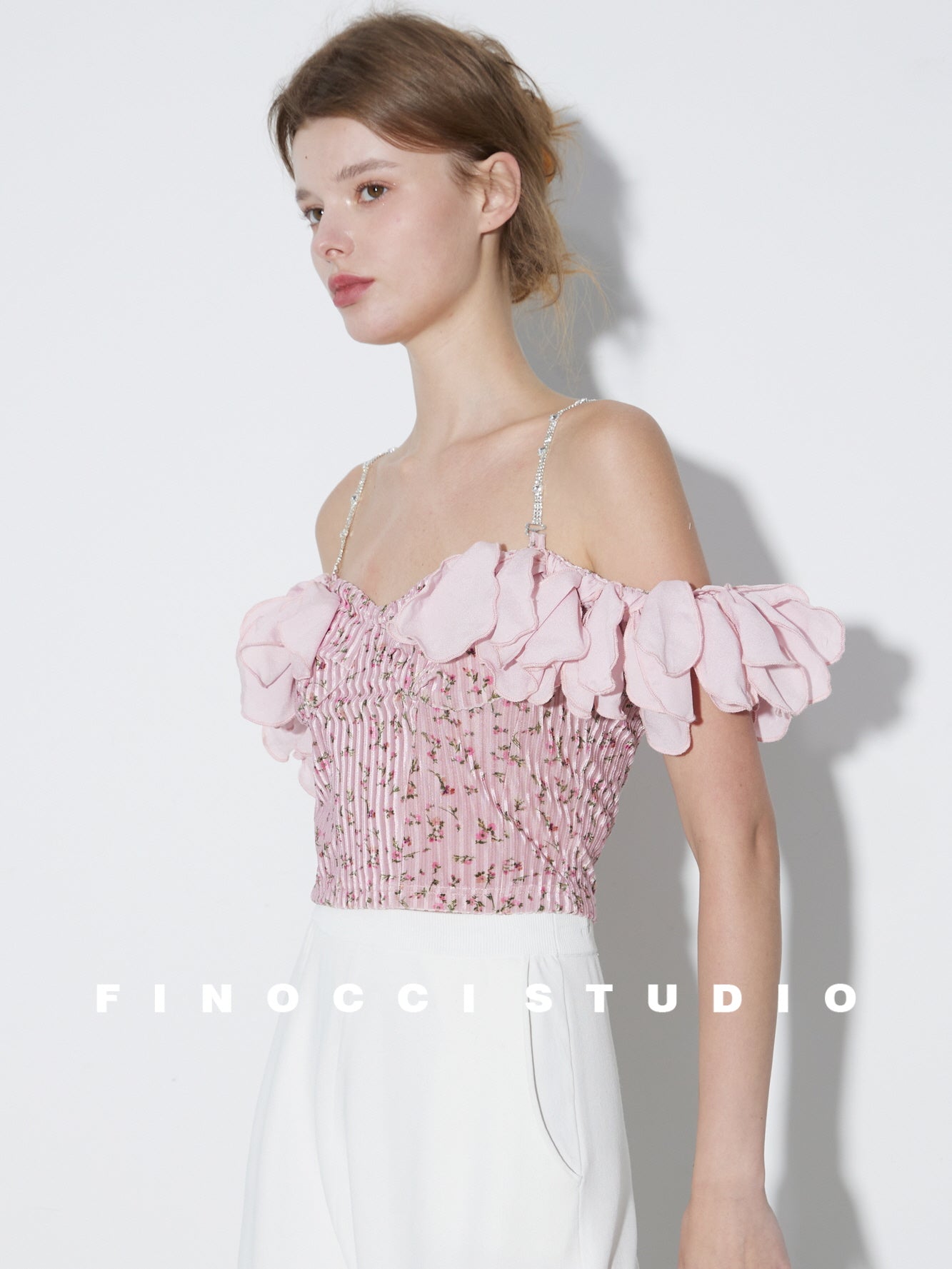 Jewel Strap Ruffle Top