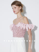 Jewel Strap Ruffle Top