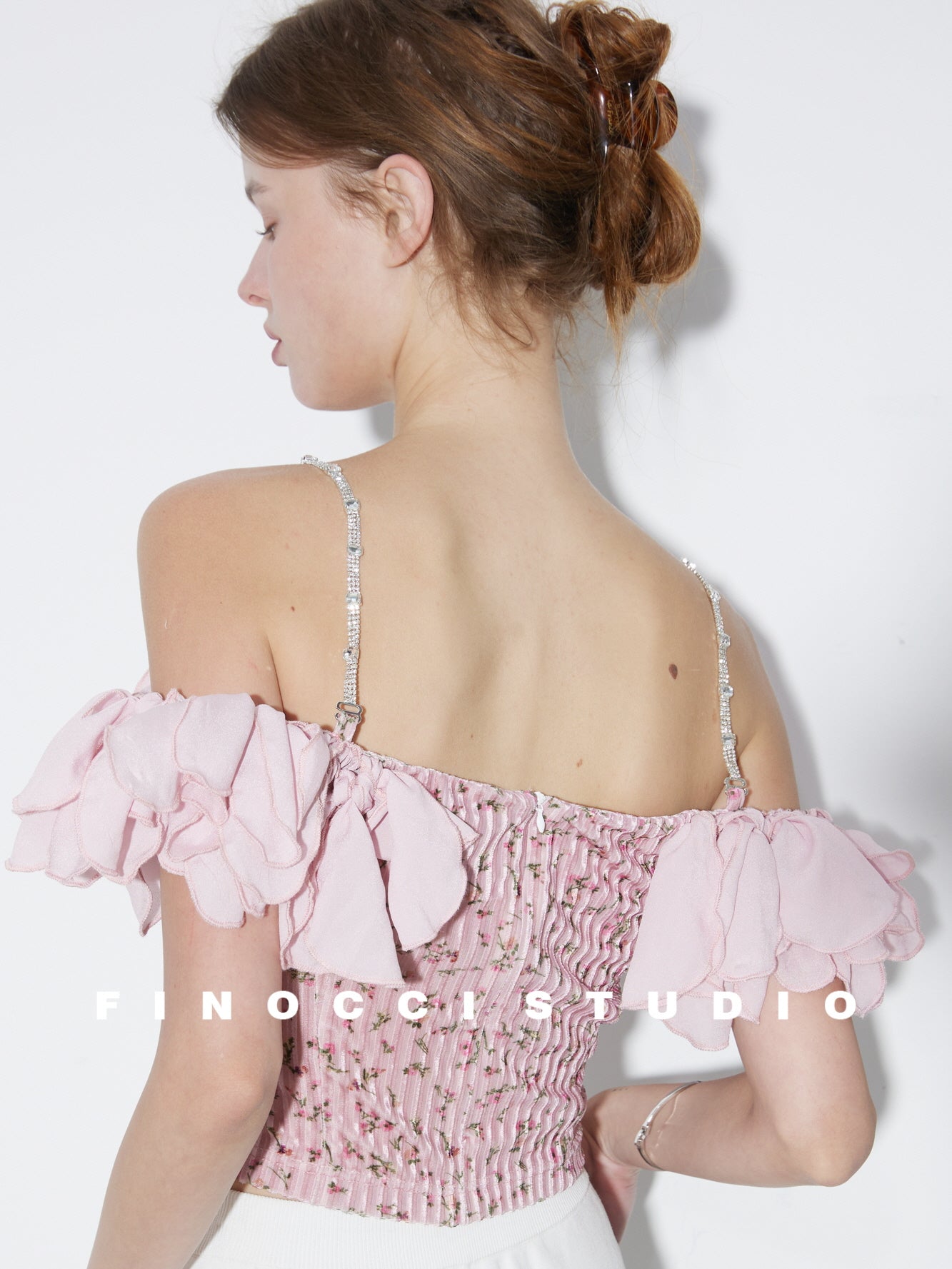 Jewel Strap Ruffle Top