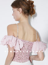 Jewel Strap Ruffle Top