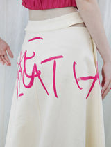 Hot Pink Lettering Slit Skirt
