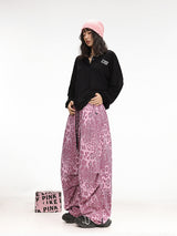 Pink Leopard Wide Leg Pants