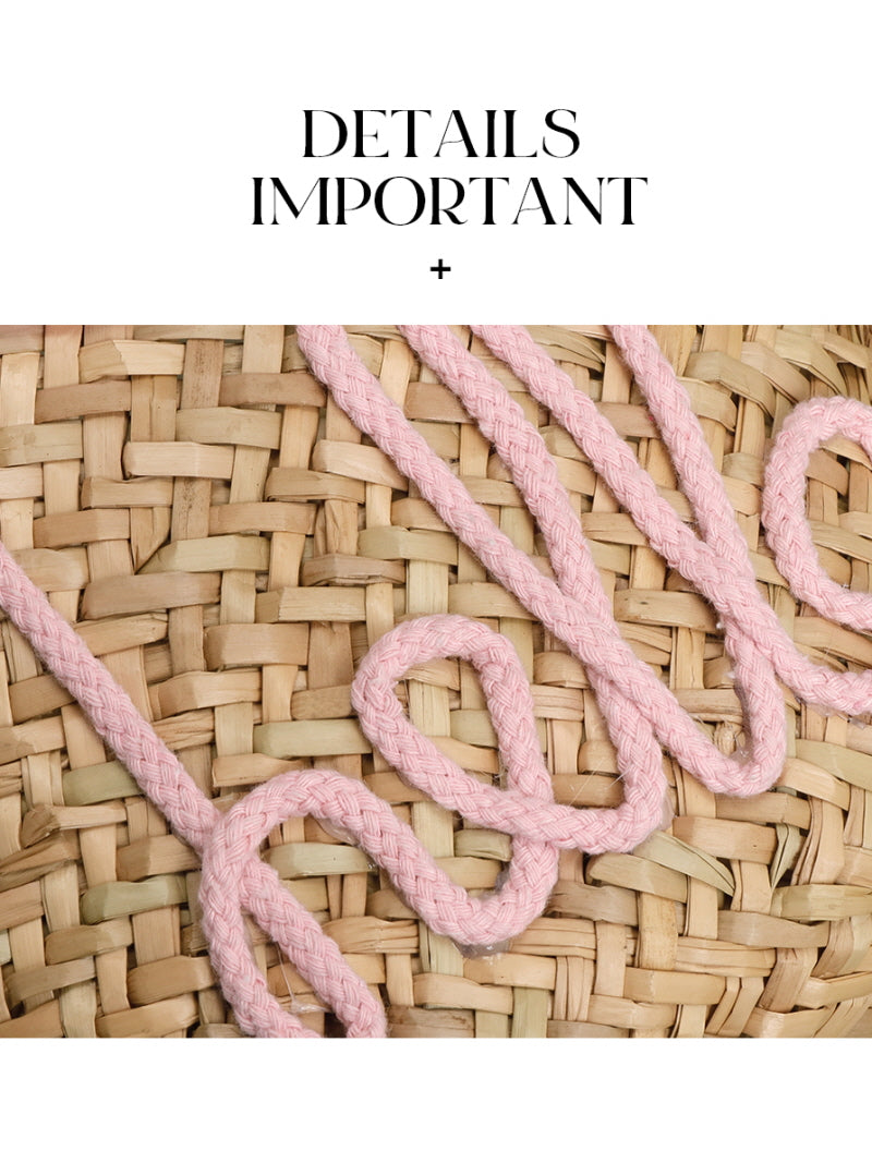 Pink Ribbon Straw Tote