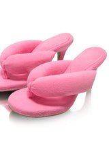 Pink Fuzzy Heel Flip-Flops