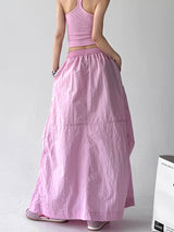 Candy Pink Parachute Maxi Skirt