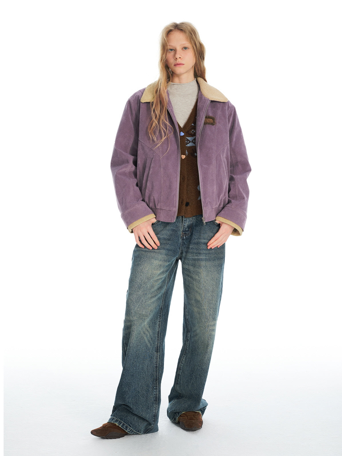 Lavender Corduroy Sherpa Jacket