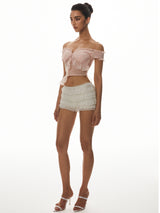 Pink Off-Shoulder Crop Top