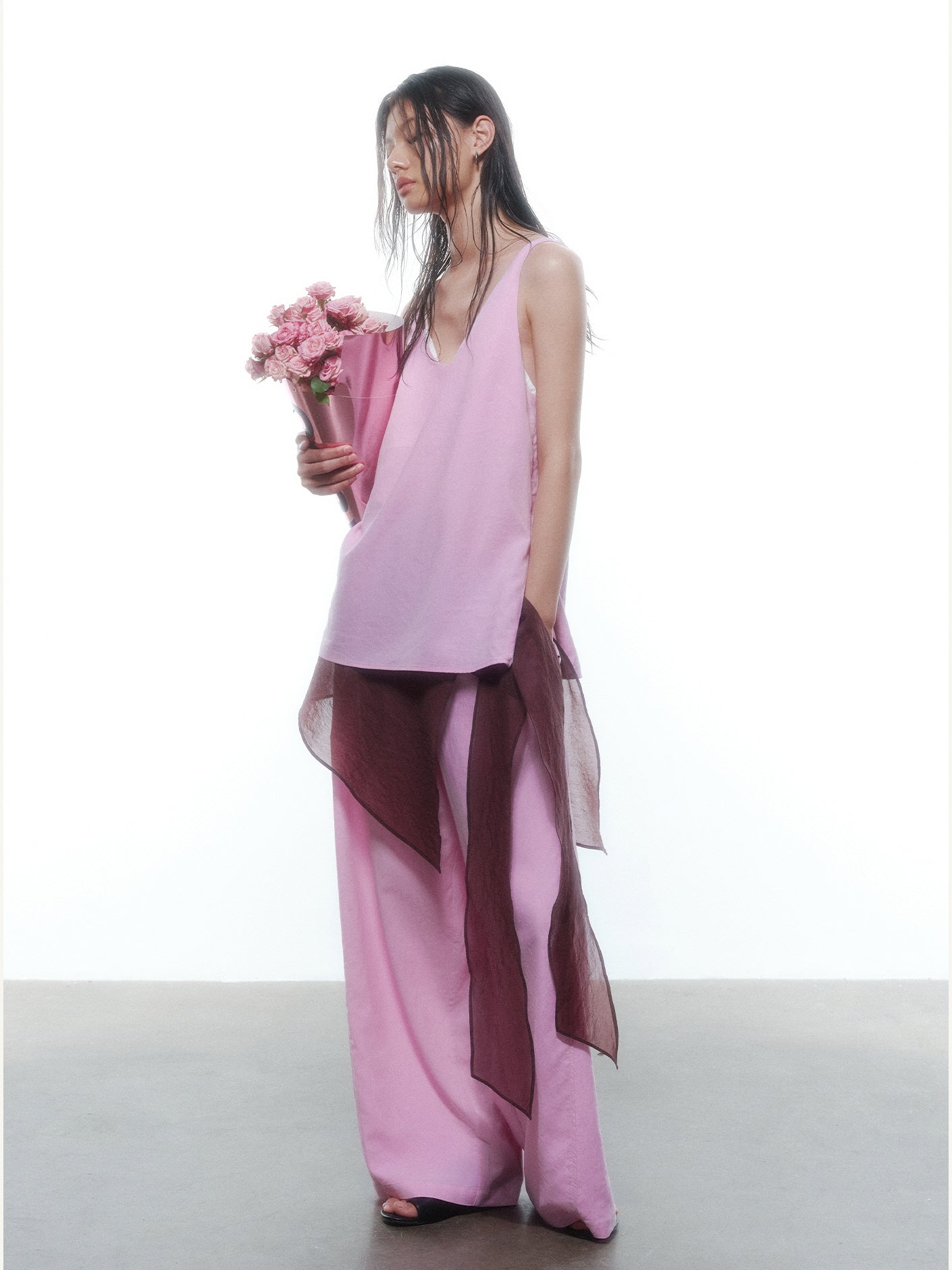 Pink Layered Loungewear - Vest / Pants / Skirt