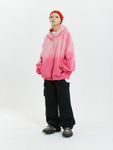Vivid Pink Gradient Loose Hoodie