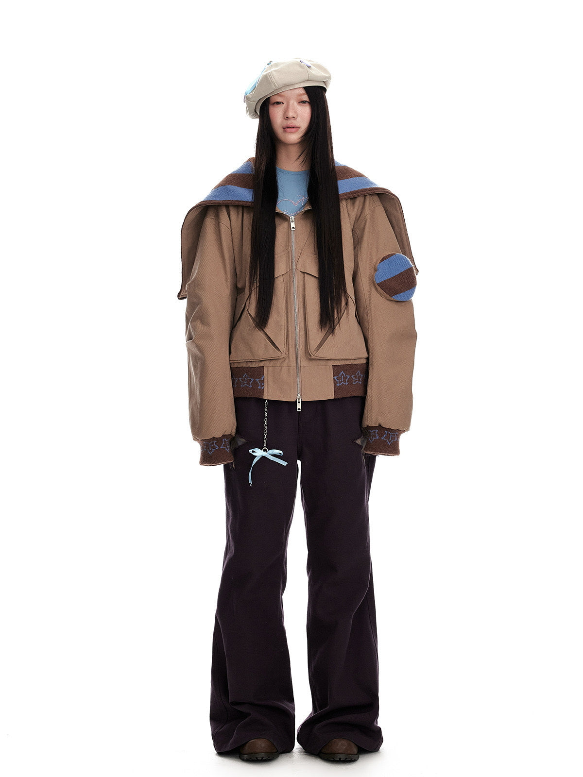 Two-Tone Sailor Collar Blouson