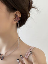 Black & Pink Butterfly Ear Cuff
