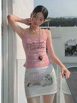 Cat Graphic Mini Skirt