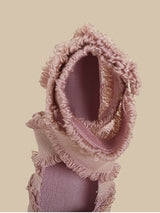 Ruffle Strap Chunky Heels