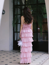 Tiered Chiffon Maxi Dress