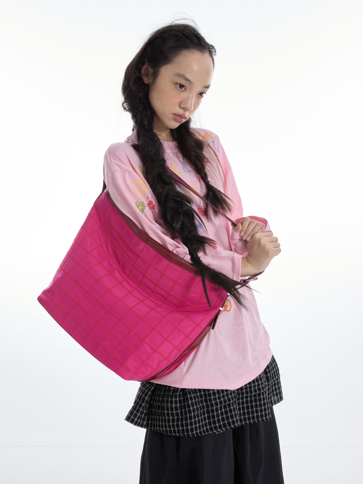 Pink Check Shoulder Bag