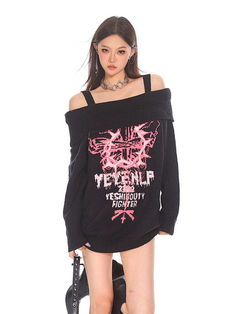 Pink Embrace Off-Shoulder Sweater