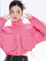 Pink Cropped Track Jacket