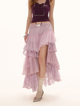 Layered Romantic Pink Maxi Skirt
