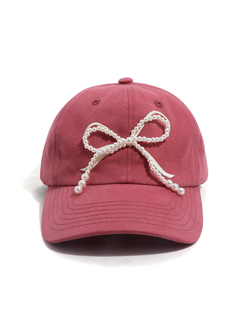 Pearl Ribbon Pink Cap