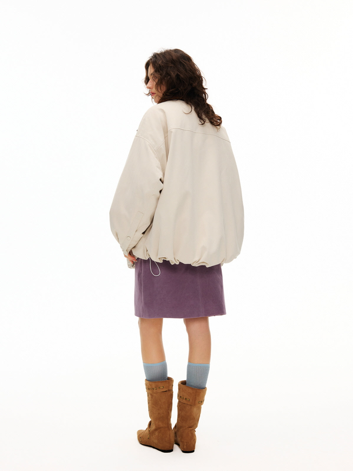 Cream Patch Padded Shirt Jacket