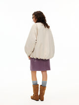 Cream Patch Padded Shirt Jacket