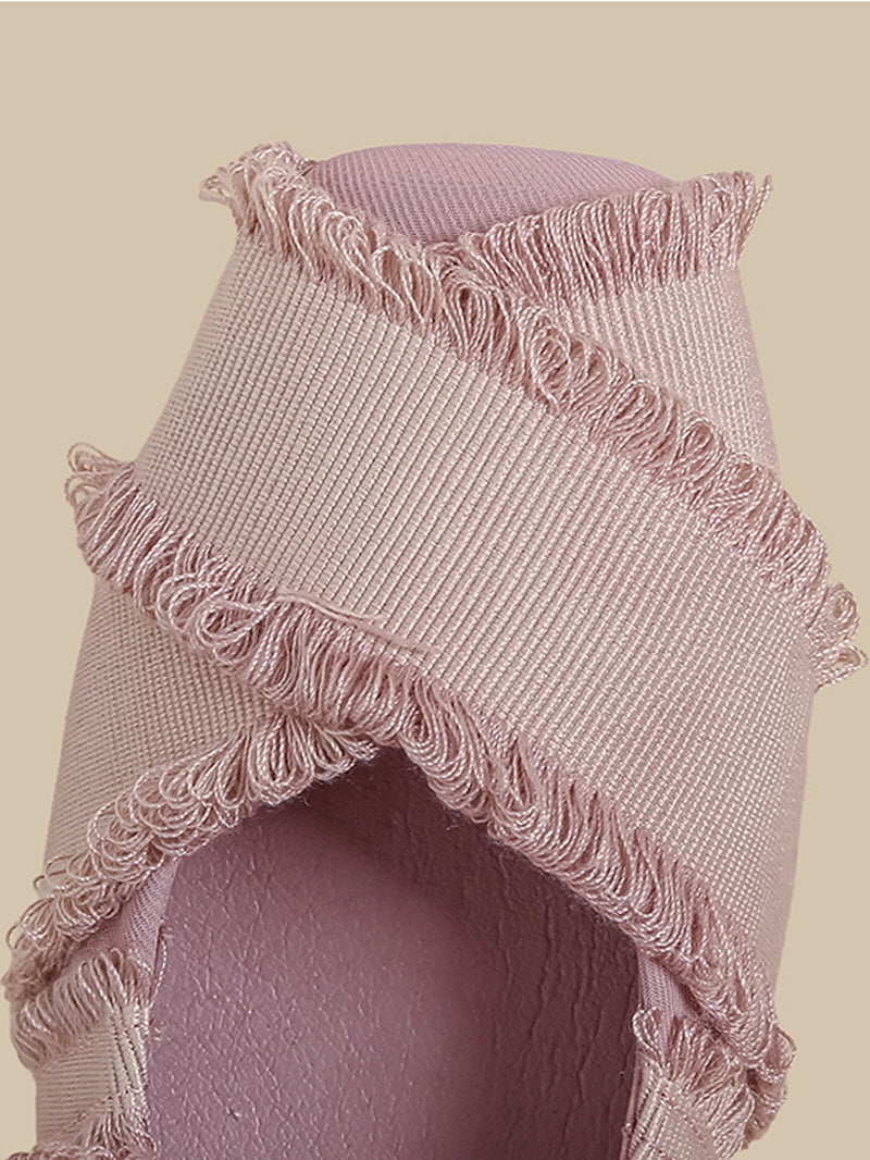 Ruffle Strap Chunky Heels