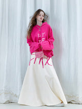 Hot Pink Lettering Slit Skirt