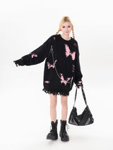 Pink Butterfly Loose Knit Sweater