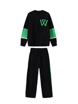 Black & Neon Green Boucle Loungewear Set