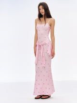Pink Tie-Layer Mesh Dress