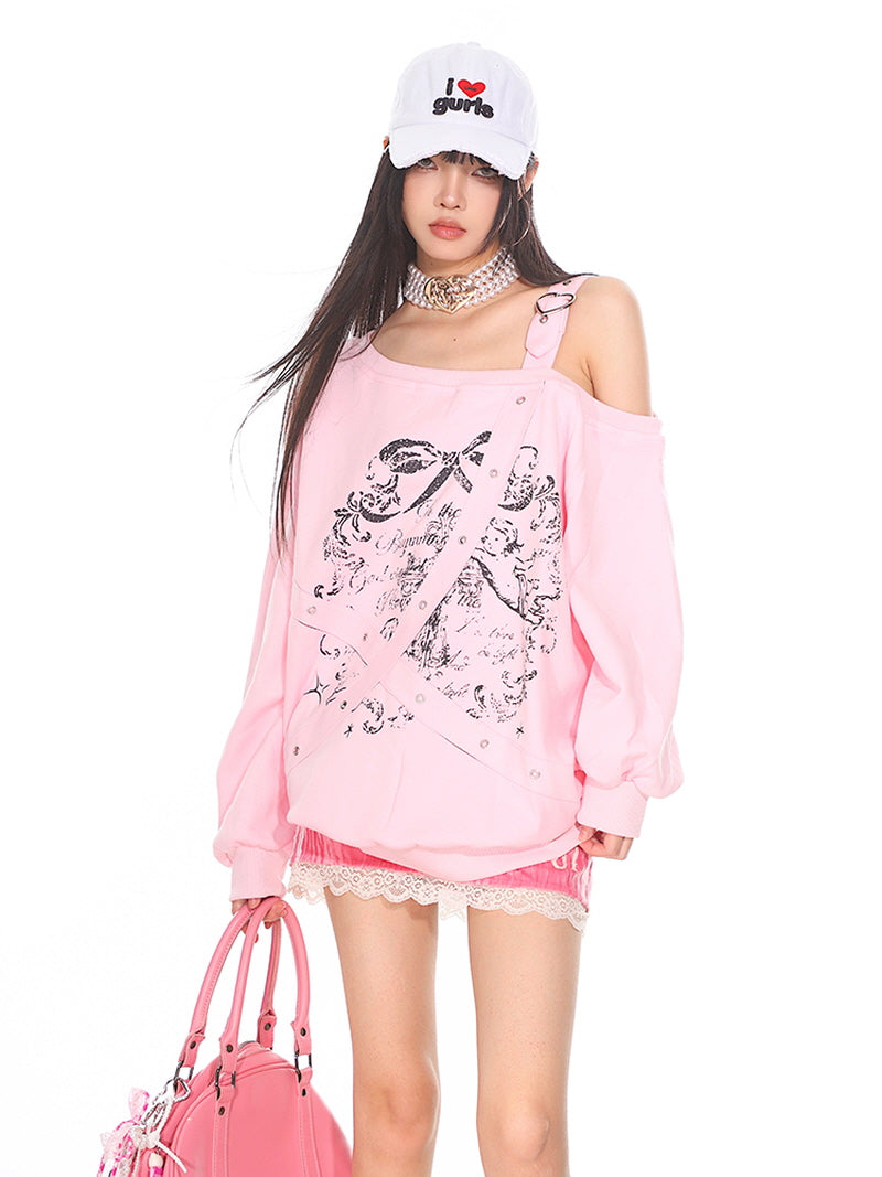 Pink Off-Shoulder Tee