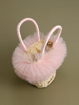Pink Lace Rattan Tote